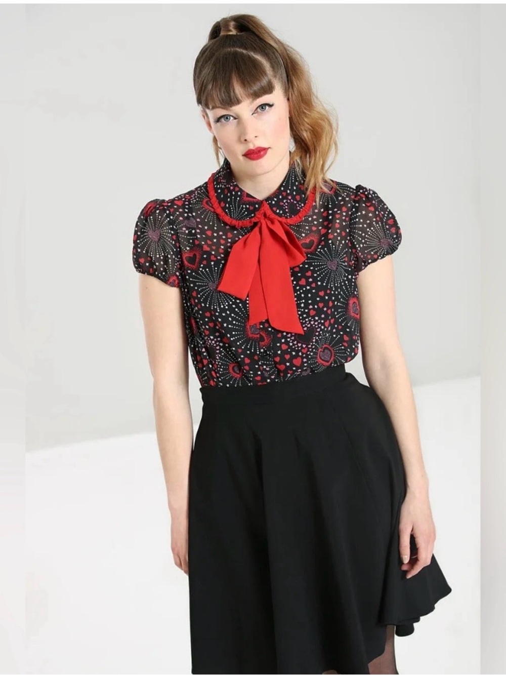 Hell Bunny NWT Out Of Sheer Love Tie Neck Blouse XL